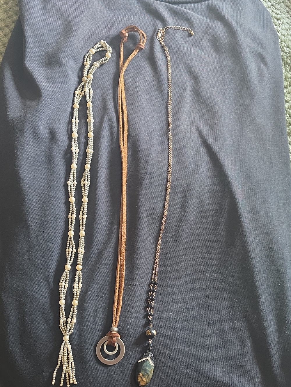 Bohemian Multi-Strand Beaded Necklace in Cream and Brown 3 Total